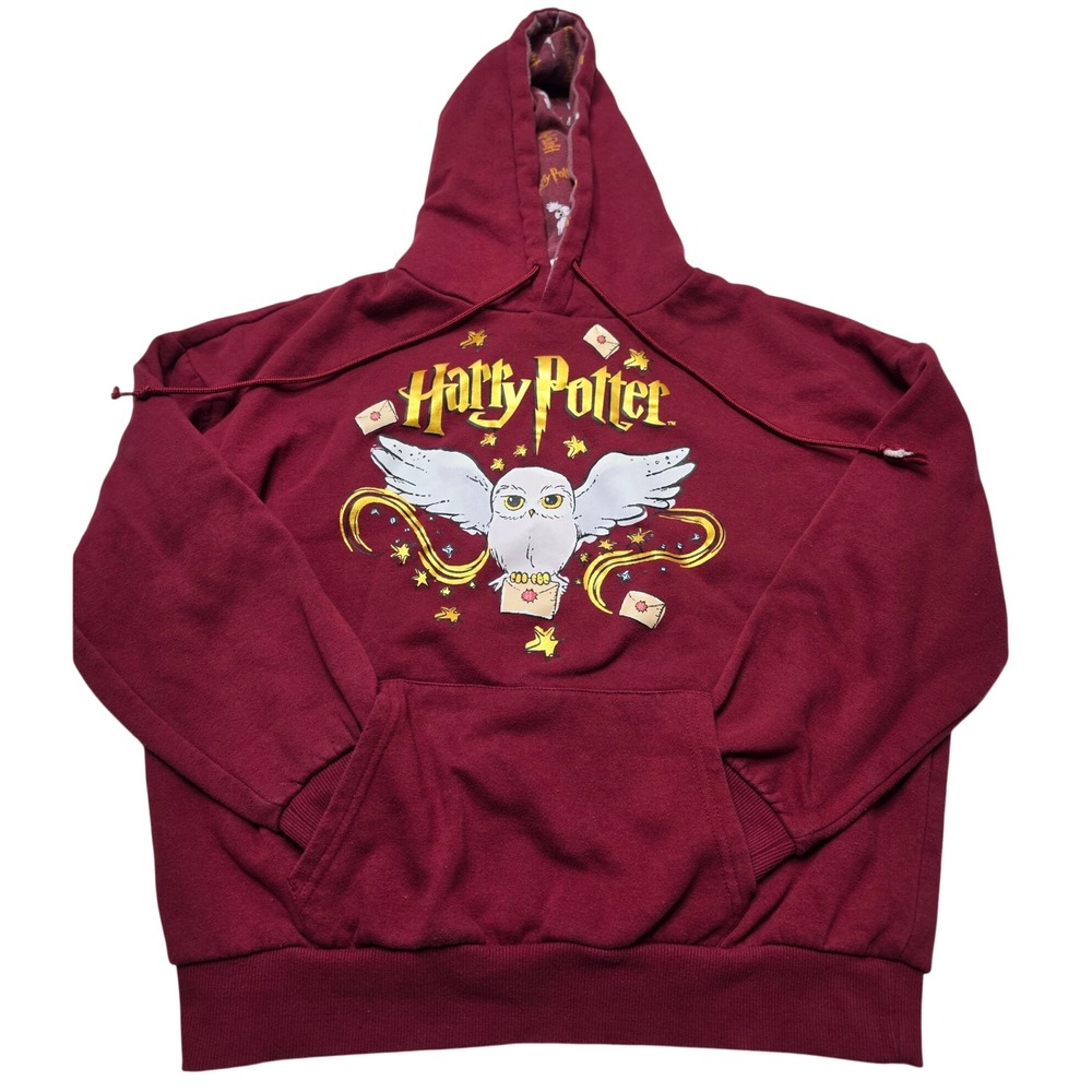 Harry Potter Hedwig Owl Hoodie Burgundy Graphic Sweatshirt Small LH42405HQ